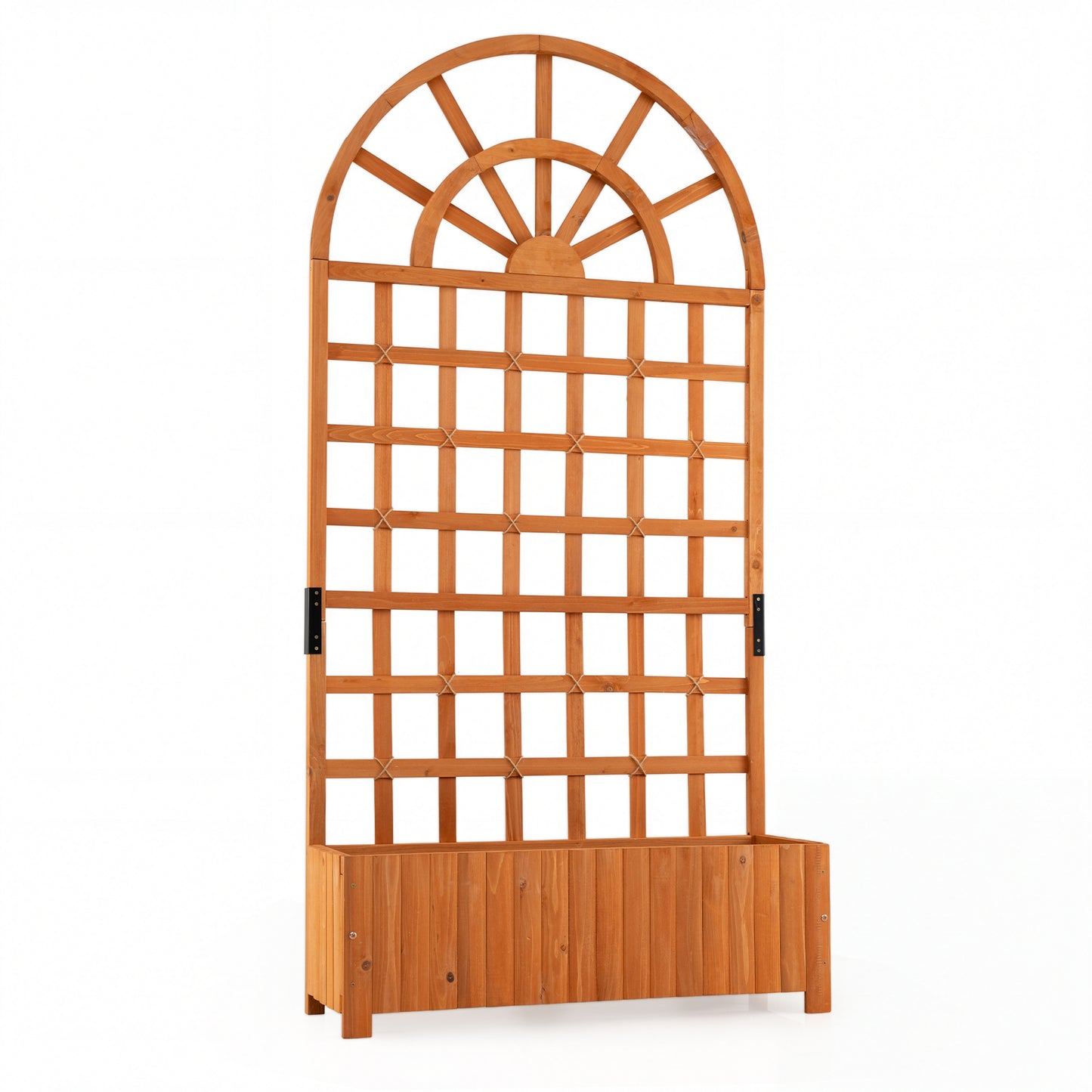 Wooden Raised Garden Bed With Trellis, 71", Outdoor Planter Box, Brown Raised Garden Beds Brown at Gallery Canada