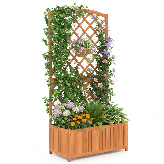 Wooden Raised Garden Bed With Trellis, 63 Inch Tall Planter Raised Garden Beds Options at Gallery Canada