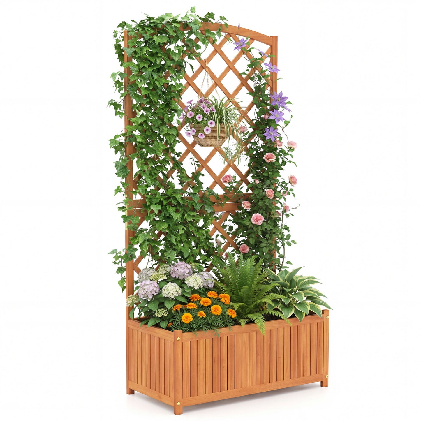 Wooden Raised Garden Bed With Trellis, 63 Inch Tall Planter Raised Garden Beds Options at Gallery Canada