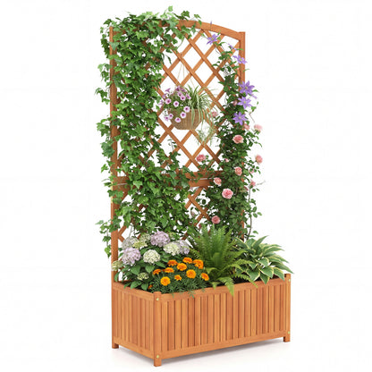 Wooden Raised Garden Bed With Trellis, 63 Inch Tall Planter Raised Garden Beds at Gallery Canada
