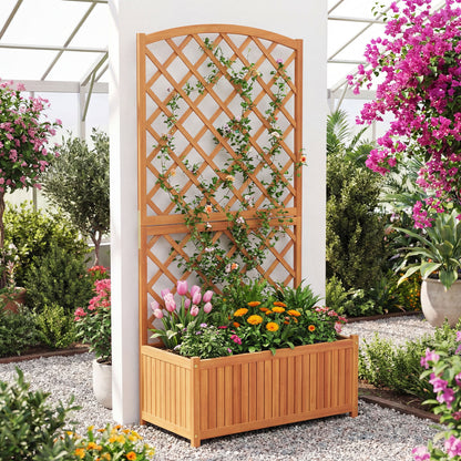 Wooden Raised Garden Bed With Trellis, 63 Inch Tall Planter Raised Garden Beds at Gallery Canada