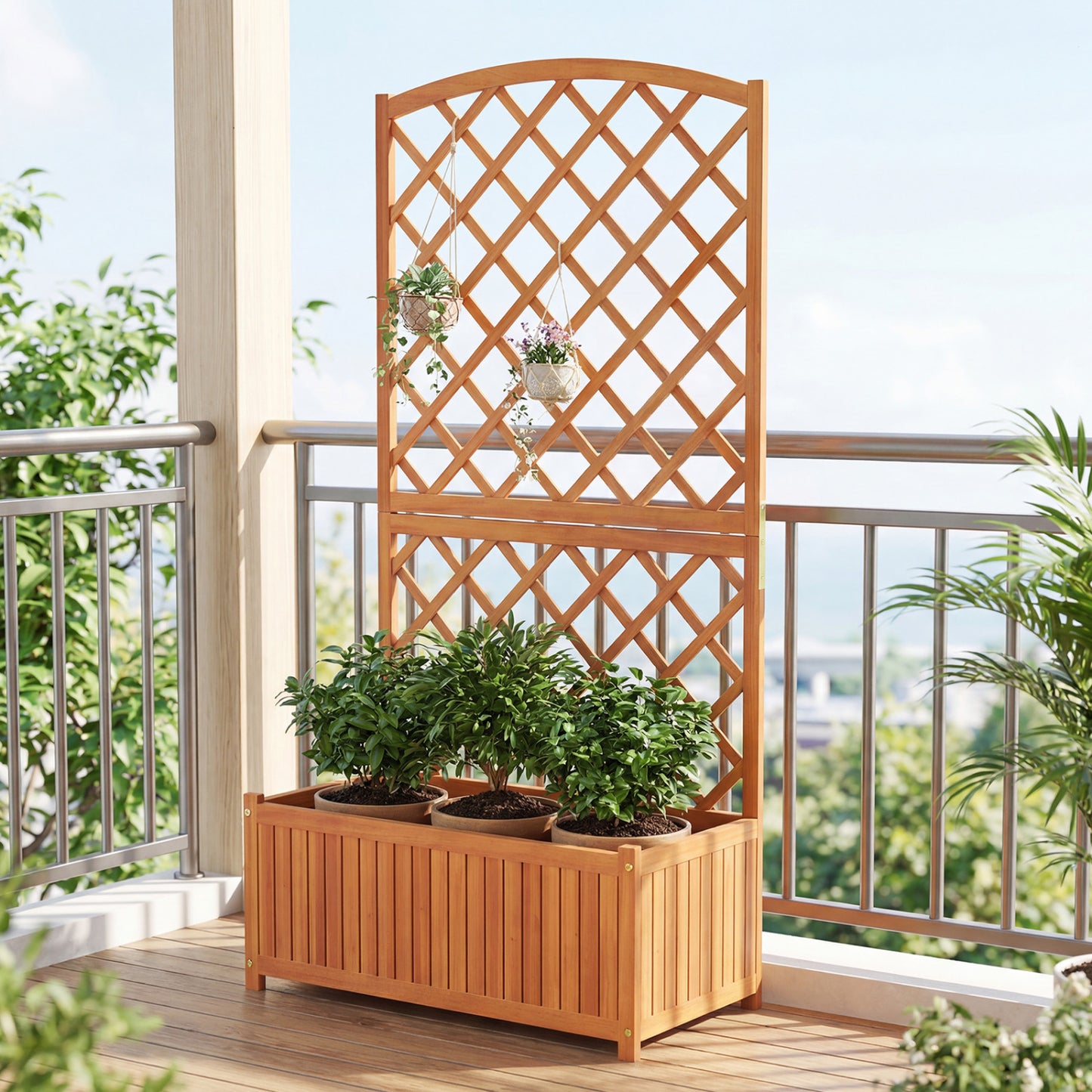 Wooden Raised Garden Bed With Trellis, 63 Inch Tall Planter Raised Garden Beds at Gallery Canada
