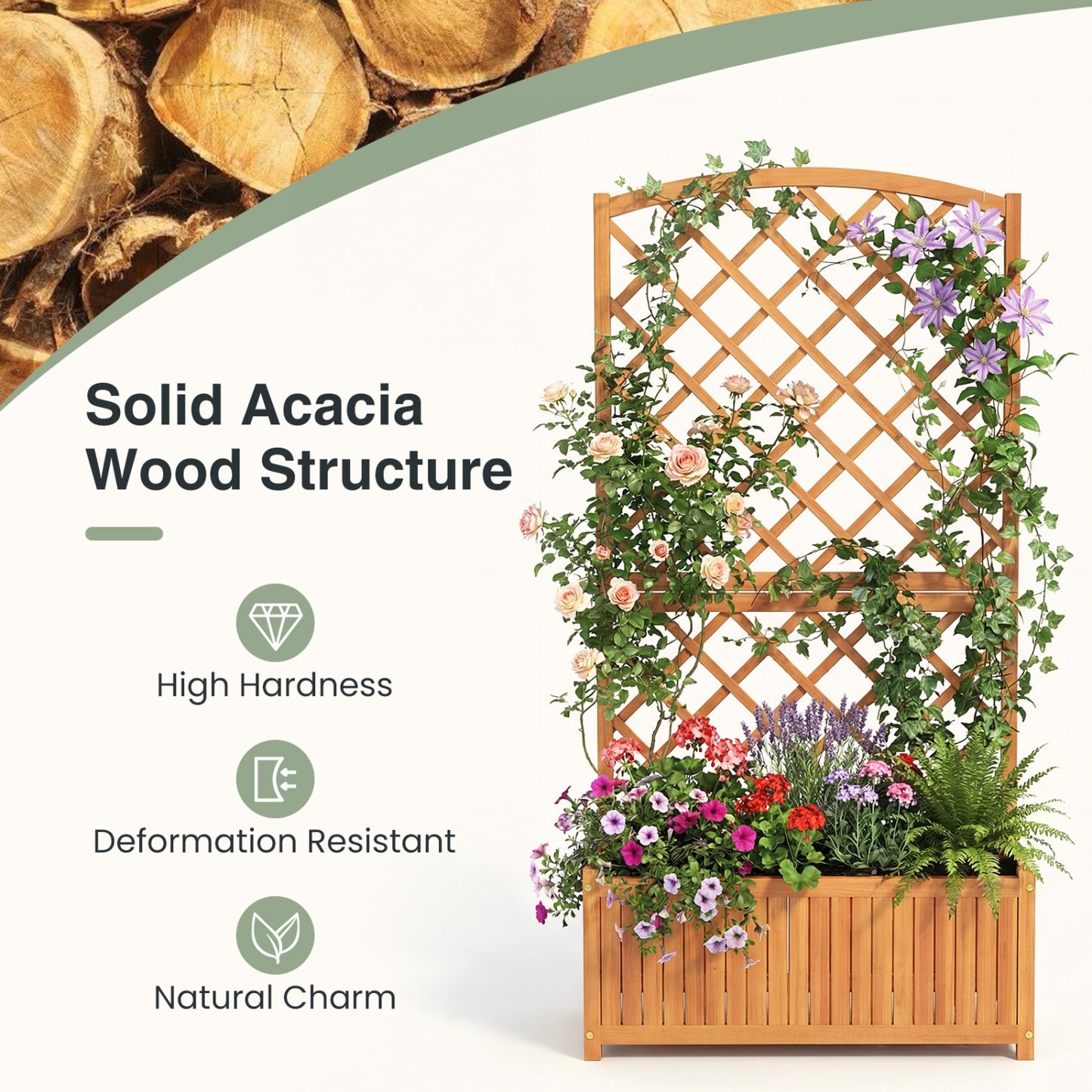 Wooden Raised Garden Bed With Trellis, 63 Inch Tall Planter Raised Garden Beds at Gallery Canada