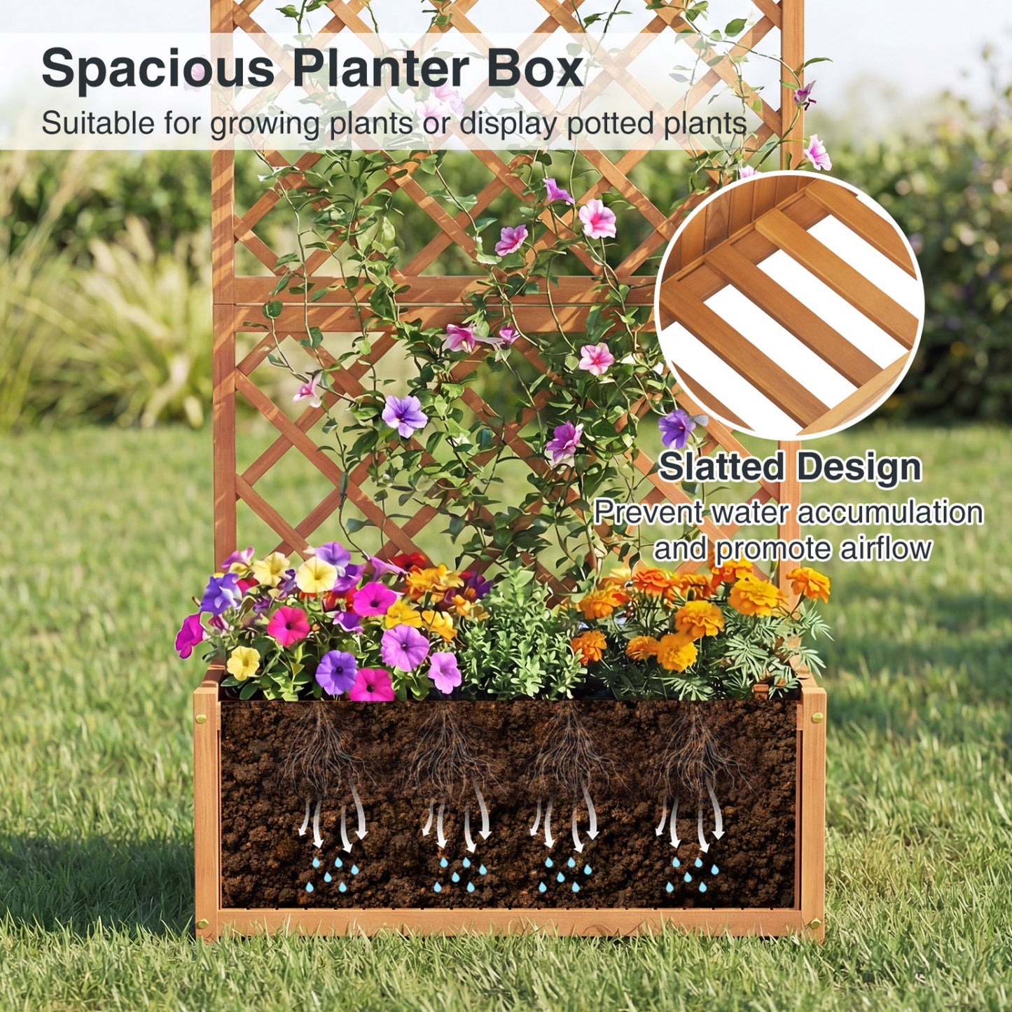 Wooden Raised Garden Bed With Trellis, 63 Inch Tall Planter Raised Garden Beds at Gallery Canada