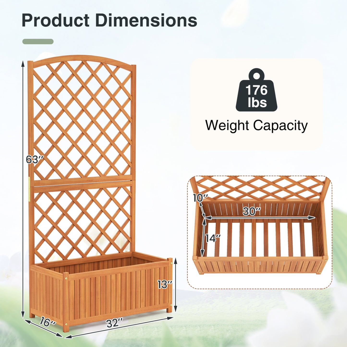 Wooden Raised Garden Bed With Trellis, 63 Inch Tall Planter Raised Garden Beds at Gallery Canada