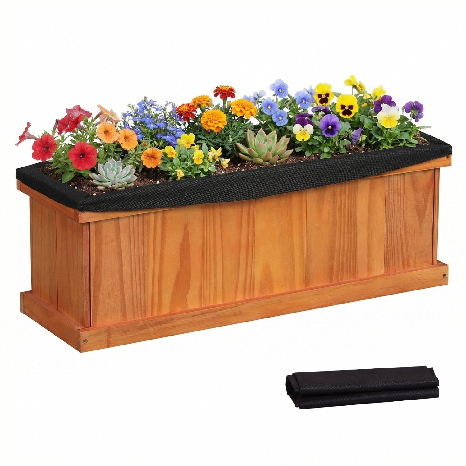 Wooden Raised Garden Bed with Drainage Holes and Liner Solid Fir Wood Planter Box-M Raised Garden Beds at Gallery Canada