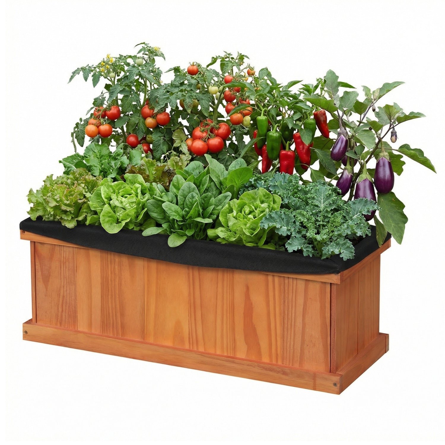 Wooden Raised Garden Bed with Drainage Holes and Liner Solid Fir Wood Planter Box-M Raised Garden Beds at Gallery Canada