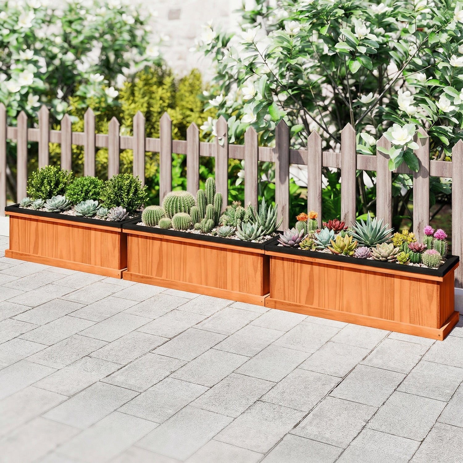 Wooden Raised Garden Bed with Drainage Holes and Liner Solid Fir Wood Planter Box-M Raised Garden Beds at Gallery Canada