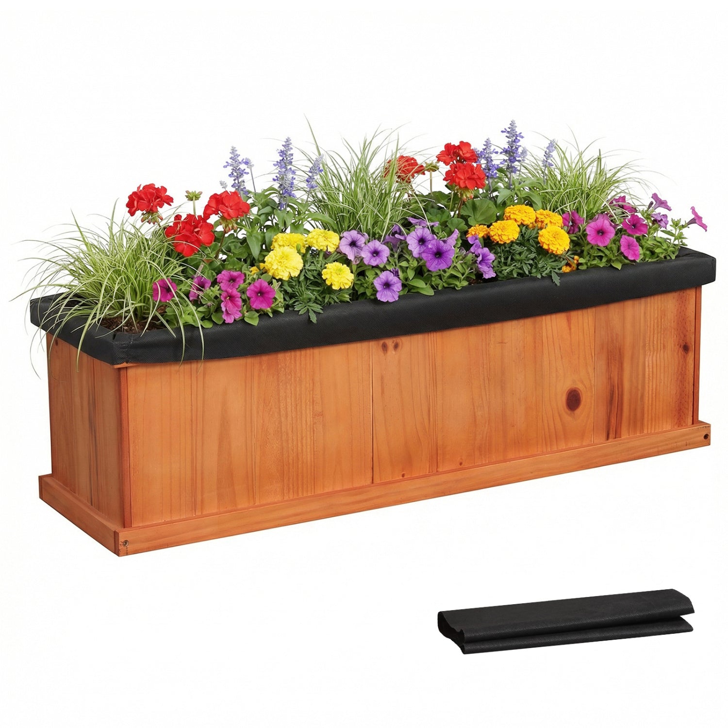 Wooden Raised Garden Bed with Drainage Holes and Liner Solid Fir Wood Planter Box-L Raised Garden Beds at Gallery Canada
