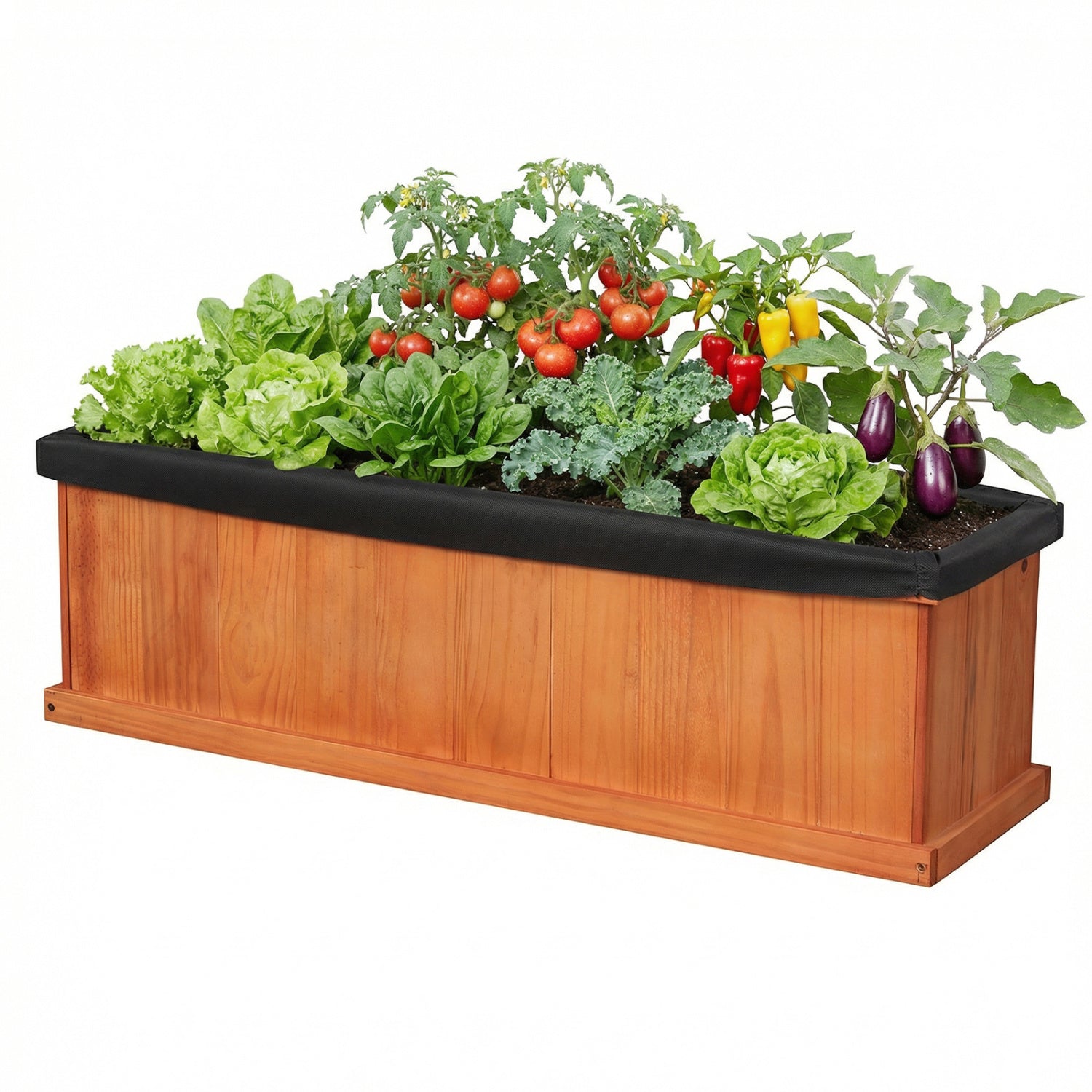 Wooden Raised Garden Bed with Drainage Holes and Liner Solid Fir Wood Planter Box-L Raised Garden Beds at Gallery Canada