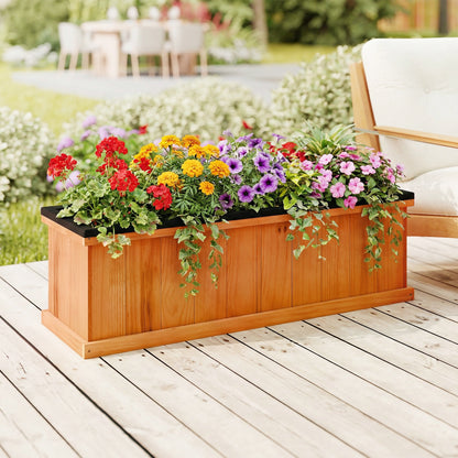 Wooden Raised Garden Bed with Drainage Holes and Liner Solid Fir Wood Planter Box-L Raised Garden Beds at Gallery Canada