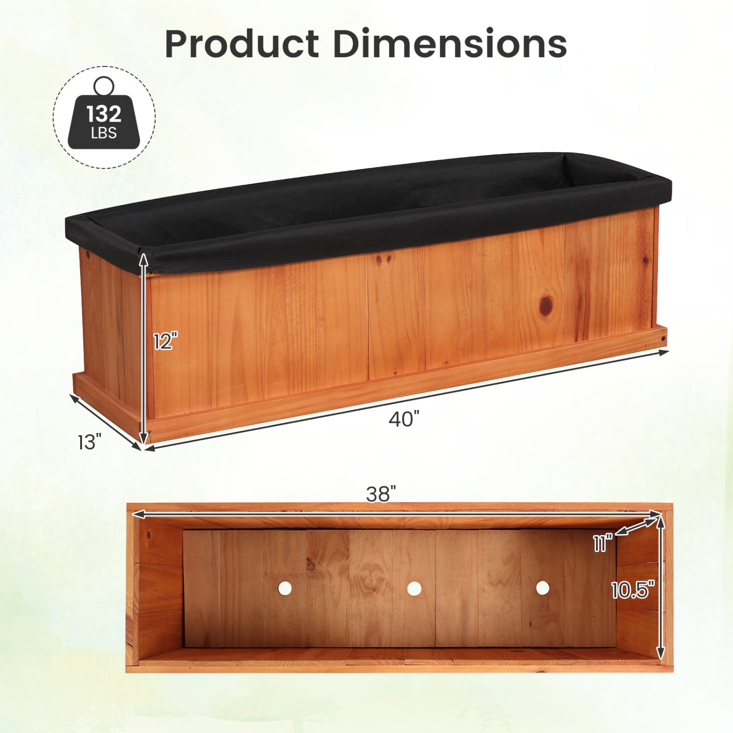 Wooden Raised Garden Bed with Drainage Holes and Liner Solid Fir Wood Planter Box-L Raised Garden Beds at Gallery Canada