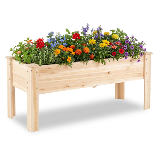 Wooden Raised Garden Bed With Legs, 175 LBS, Natural Raised Garden Beds Natural at Gallery Canada