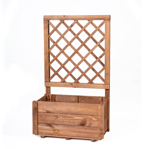 Wooden Raised Garden Bed, Lattice Trellis, Drainage Holes, Orange
