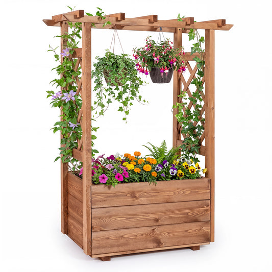 Wooden Raised Garden Bed, Elevated Planter Box With Hanging Roof, Orange Raised Garden Beds Orange at Gallery Canada