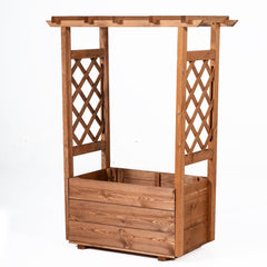 Wooden Raised Garden Bed, Elevated Planter Box With Hanging Roof, Orange