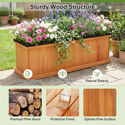 Wooden Raised Garden Bed with Drainage Holes and Liner Solid Fir Wood Planter Box-L Raised Garden Beds at Gallery Canada
