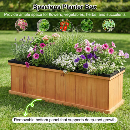 Wooden Raised Garden Bed with Drainage Holes and Liner Solid Fir Wood Planter Box-L Raised Garden Beds at Gallery Canada