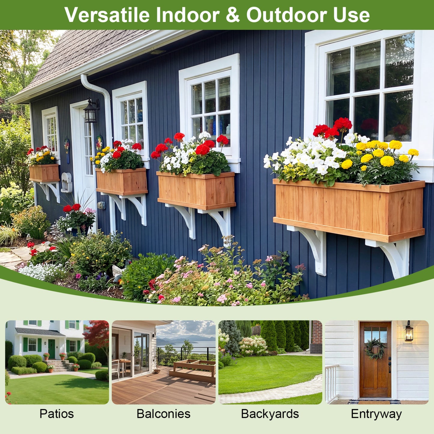 Wooden Raised Garden Bed with Drainage Holes and Liner Solid Fir Wood Planter Box-L Raised Garden Beds at Gallery Canada