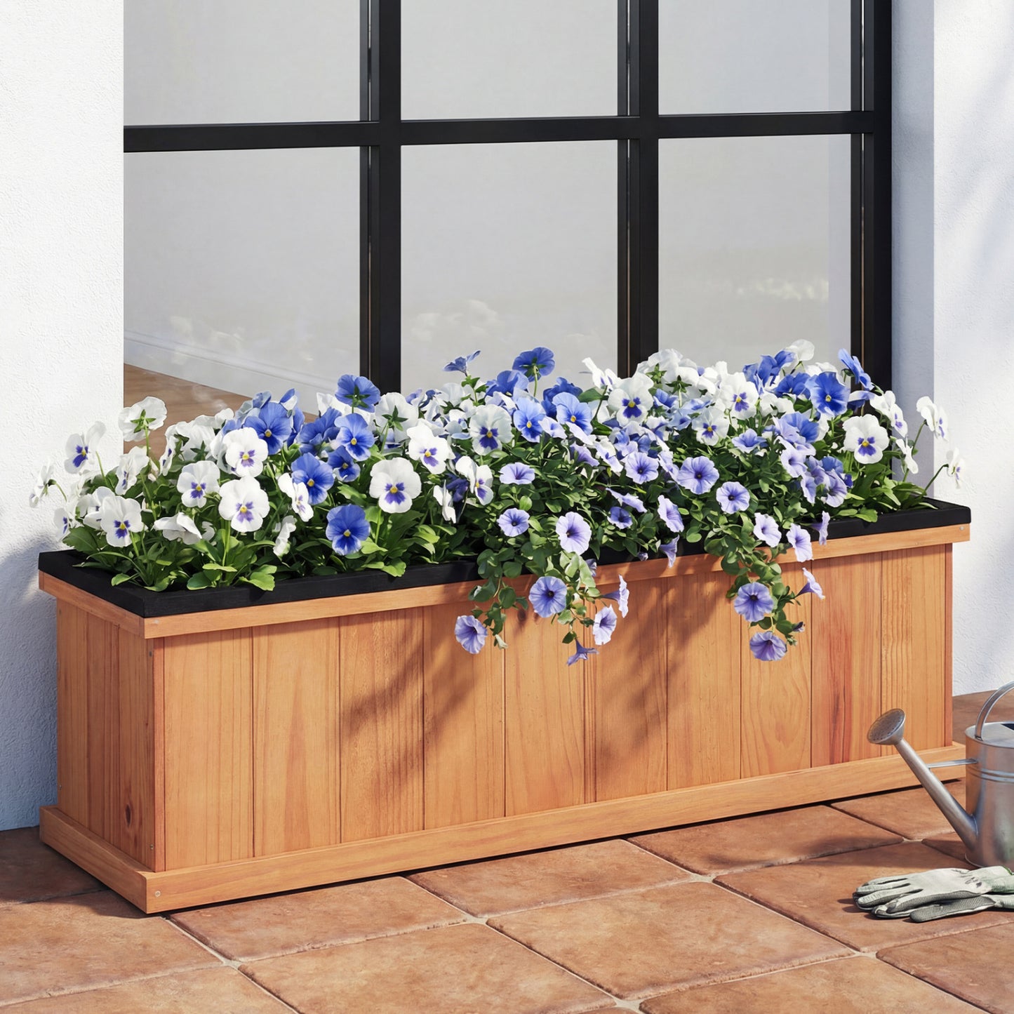 Wooden Raised Garden Bed with Drainage Holes and Liner Solid Fir Wood Planter Box-L Raised Garden Beds at Gallery Canada