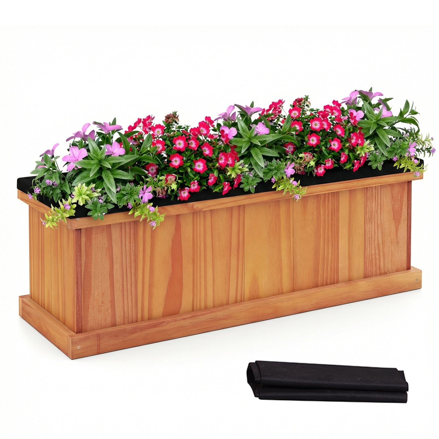 Wooden Raised Garden Bed with Drainage Holes and Liner Solid Fir Wood Planter Box-M Raised Garden Beds at Gallery Canada