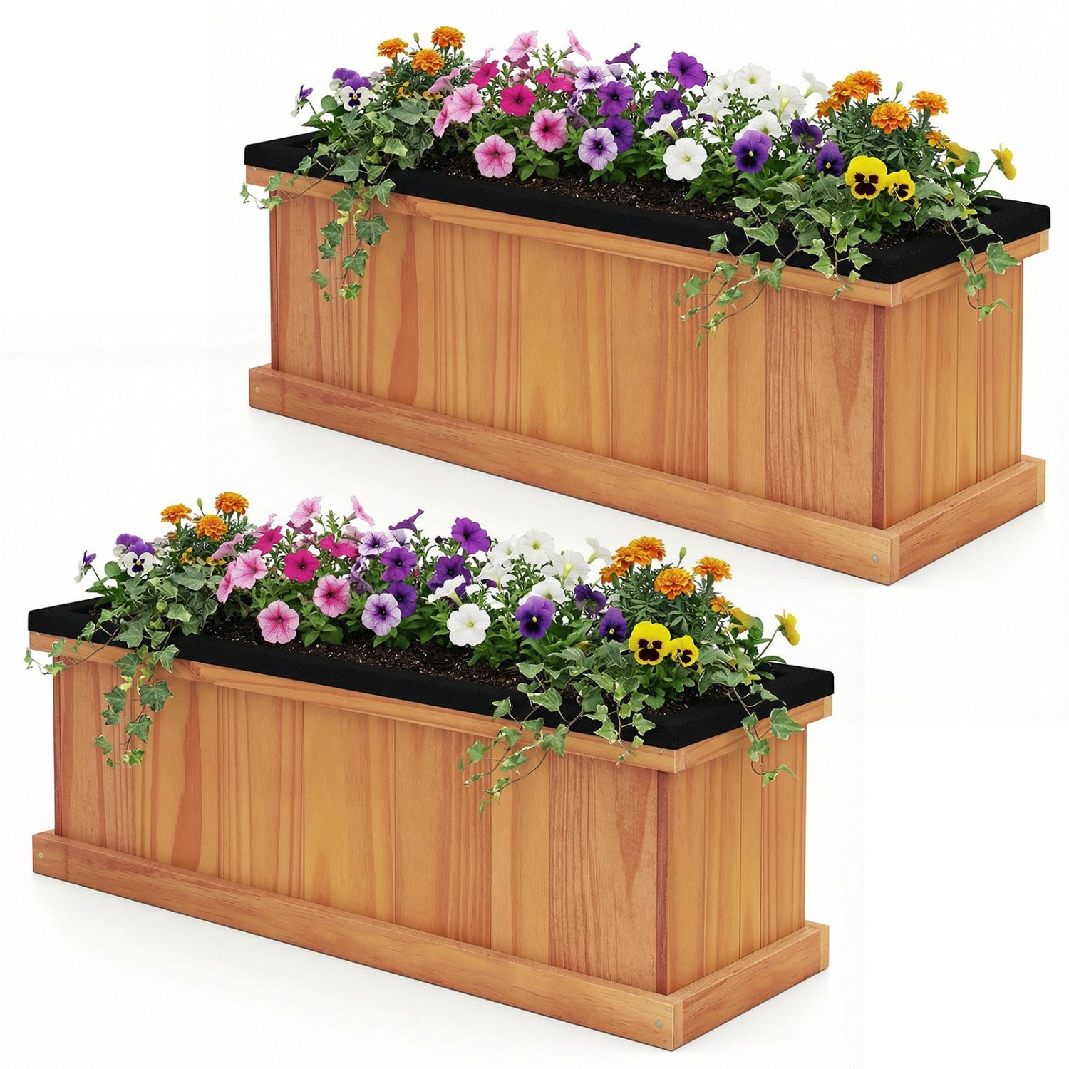 Wooden Raised Garden Bed with Drainage Holes and Liner Solid Fir Wood Planter Box-M Raised Garden Beds at Gallery Canada