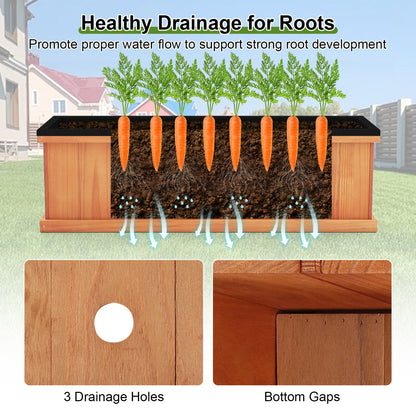 Wooden Raised Garden Bed with Drainage Holes and Liner Solid Fir Wood Planter Box-M Raised Garden Beds at Gallery Canada