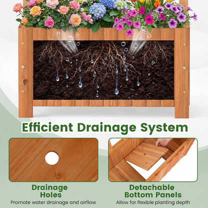 Wooden Raised Garden Bed With Trellis, 48 Inch, Brown Raised Garden Beds at Gallery Canada