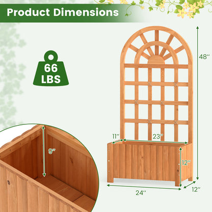 Wooden Raised Garden Bed With Trellis, 48 Inch, Brown Raised Garden Beds at Gallery Canada