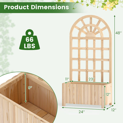 Wooden Raised Garden Bed With Trellis, 48 Inch, Natural Raised Garden Beds at Gallery Canada