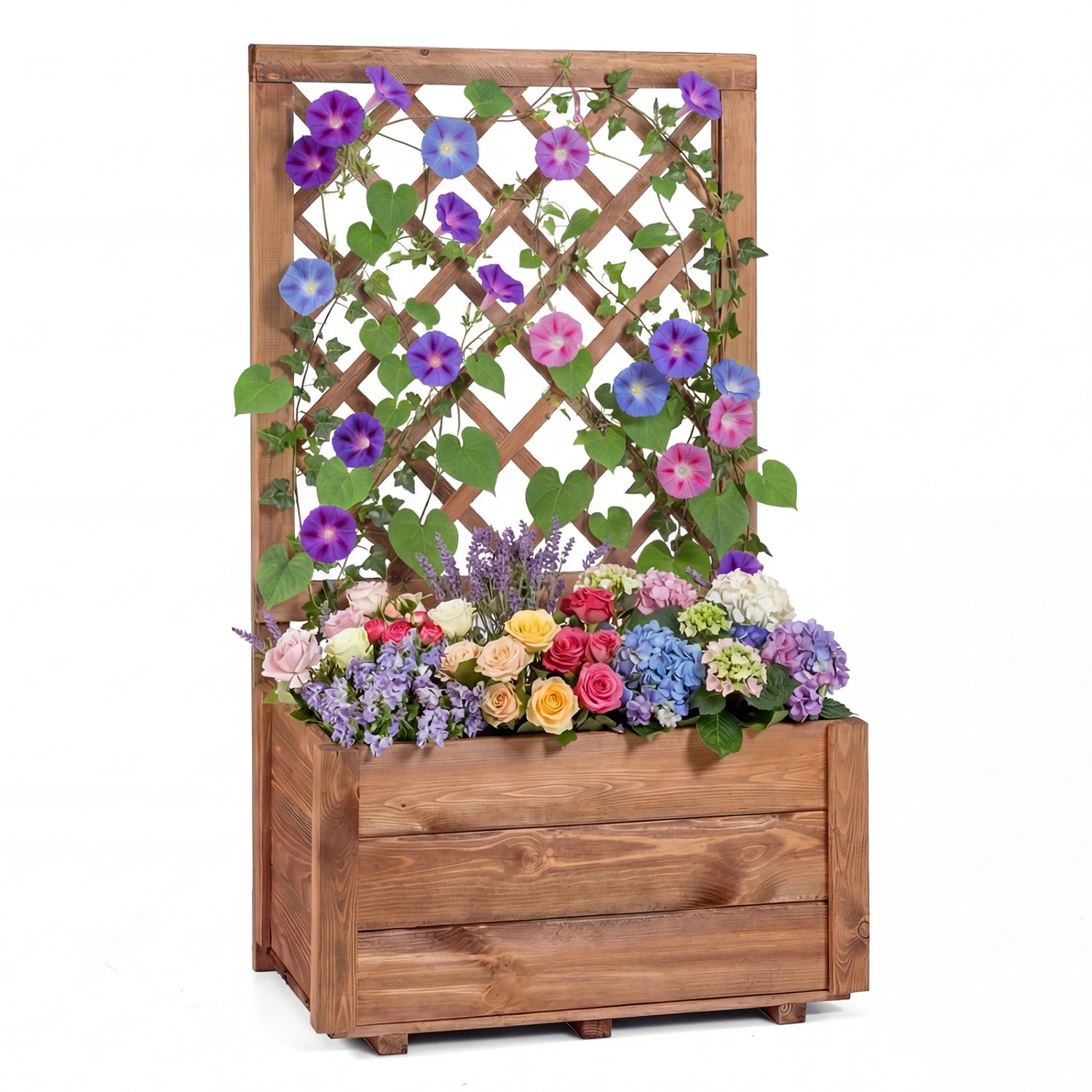 Wooden Raised Garden Bed, Lattice Trellis, Drainage Holes, Orange Raised Garden Beds Orange at Gallery Canada