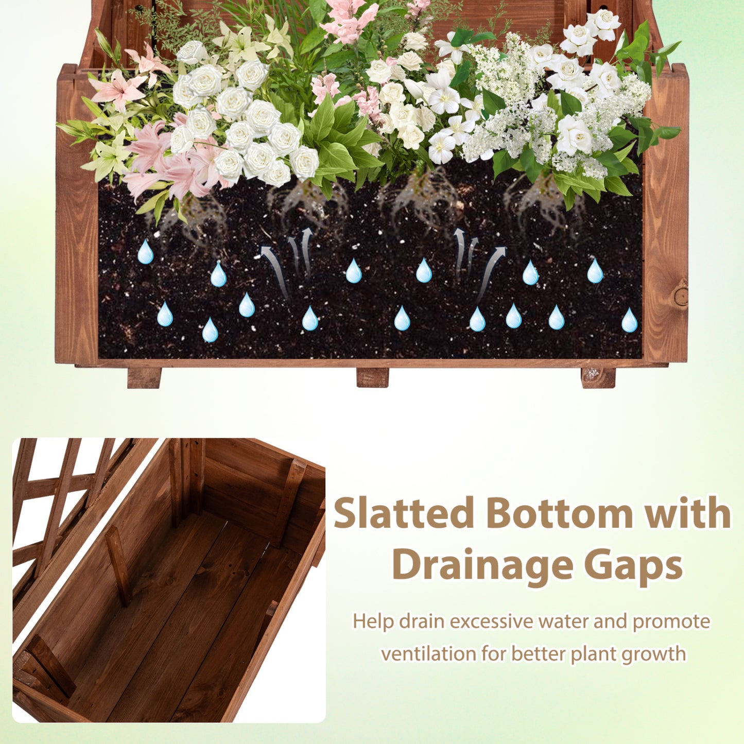 Wooden Raised Garden Bed, Lattice Trellis, Drainage Holes, Orange Raised Garden Beds at Gallery Canada