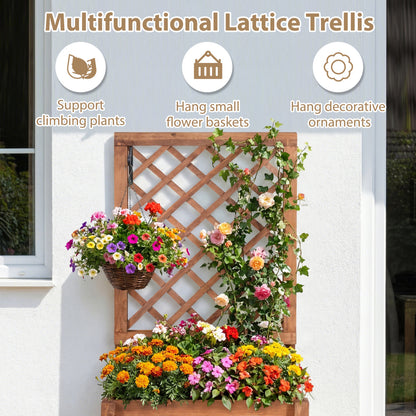 Wooden Raised Garden Bed, Lattice Trellis, Drainage Holes, Orange Raised Garden Beds at Gallery Canada