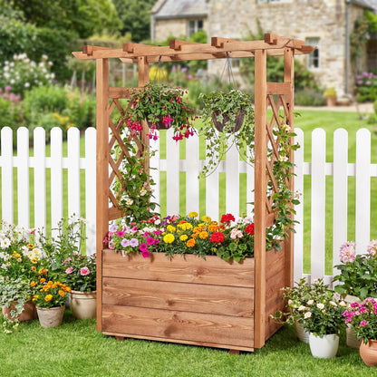 Wooden Raised Garden Bed, Elevated Planter Box With Hanging Roof, Orange Raised Garden Beds at Gallery Canada