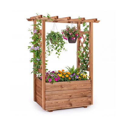Wooden Raised Garden Bed, Elevated Planter Box With Hanging Roof, Orange Raised Garden Beds Orange at Gallery Canada