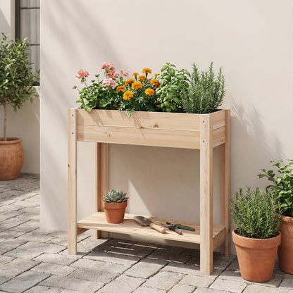 Wooden Raised Garden Bed with Legs and Storage Shelf, Natural Raised Garden Beds at Gallery Canada