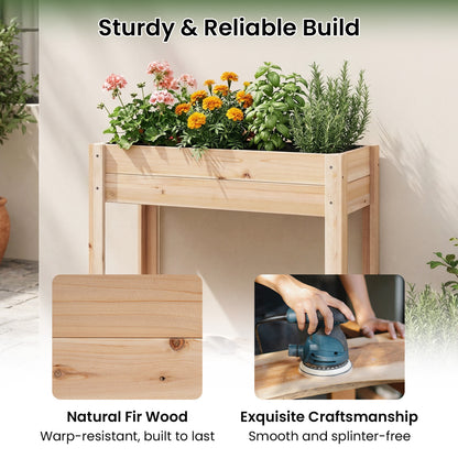 Wooden Raised Garden Bed with Legs and Storage Shelf, Natural Raised Garden Beds at Gallery Canada
