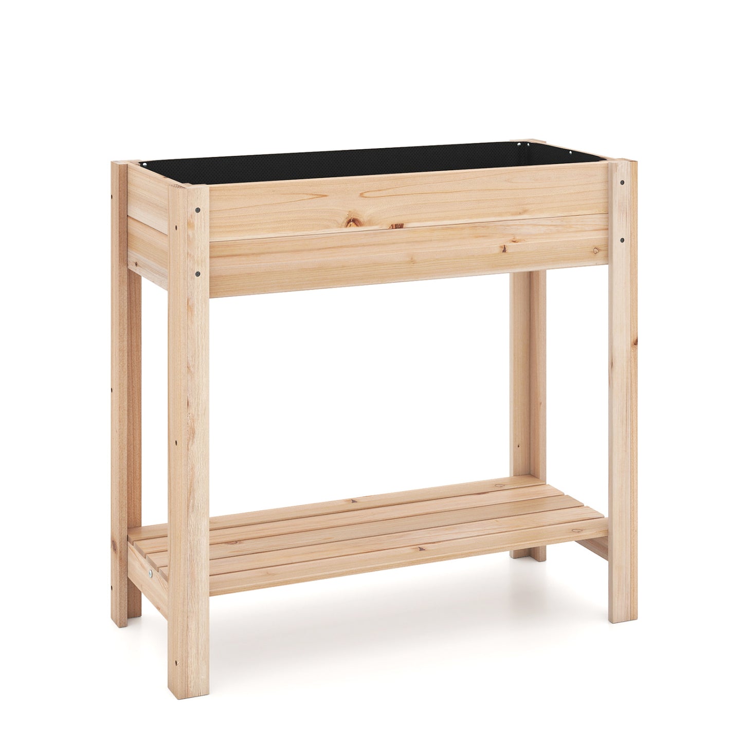 Wooden Raised Garden Bed with Legs and Storage Shelf, Natural Raised Garden Beds at Gallery Canada