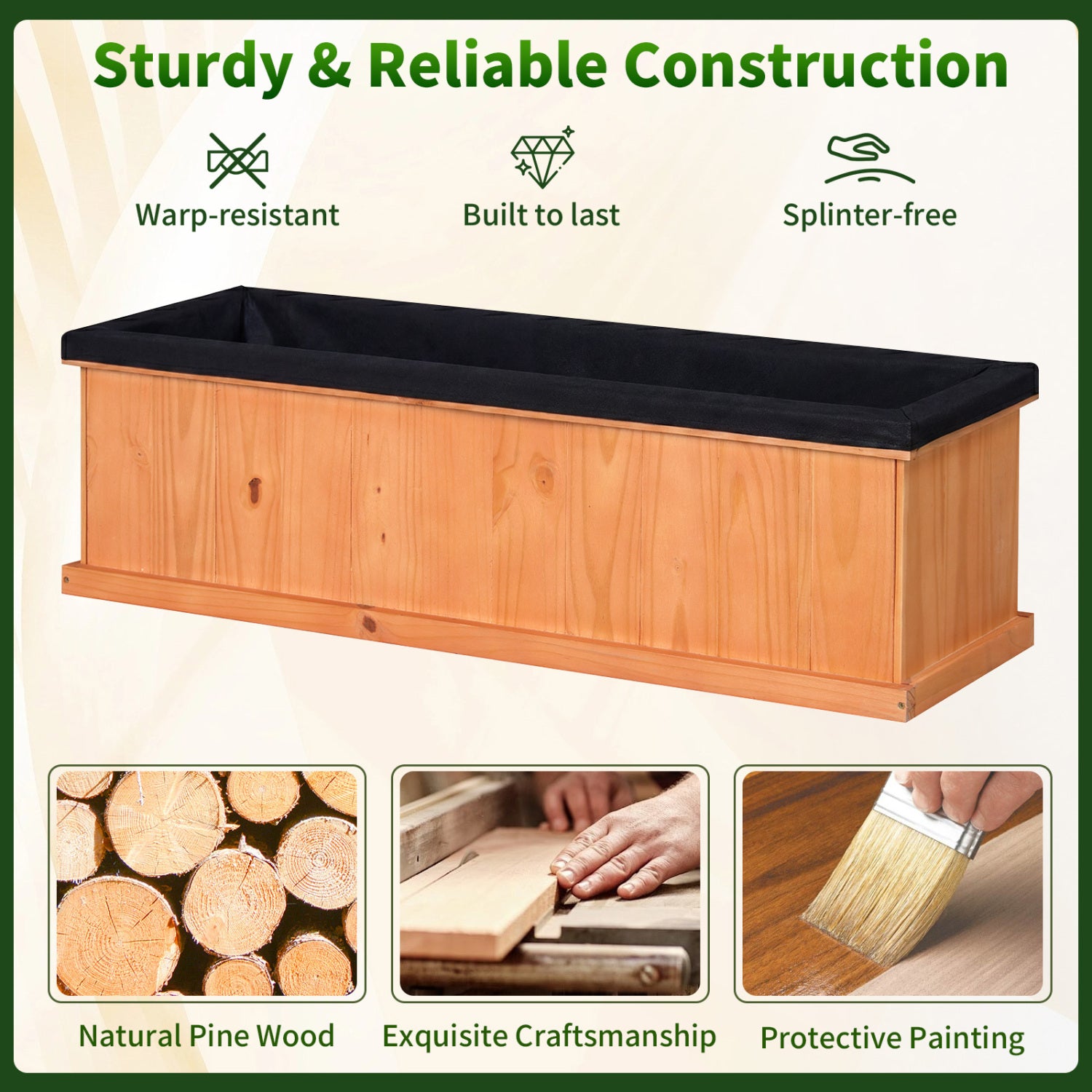 XL Wooden Raised Garden Bed with Drainage Holes, Planter Box Raised Garden Beds at Gallery Canada