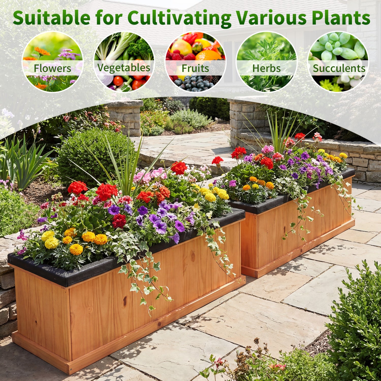 XL Wooden Raised Garden Bed with Drainage Holes, Planter Box Raised Garden Beds at Gallery Canada