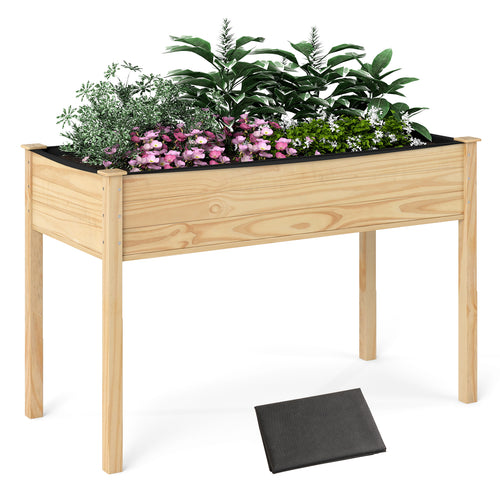 Wooden Raised Vegetable Garden Bed, Elevated Grow Planter, Natural