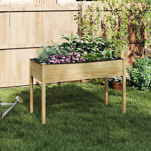 Wooden Raised Vegetable Garden Bed, Elevated Grow Planter, Natural