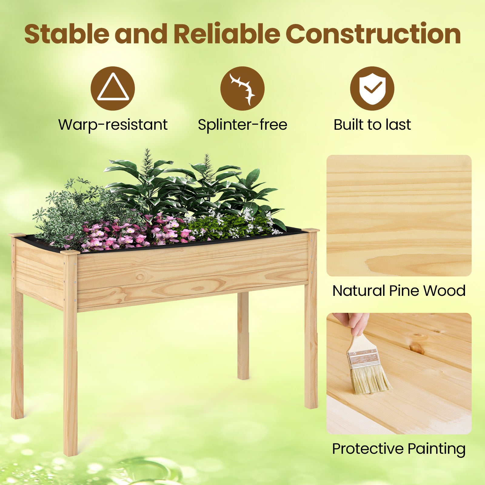 Wooden Raised Vegetable Garden Bed, Elevated Grow Planter, Natural Raised Garden Beds at Gallery Canada