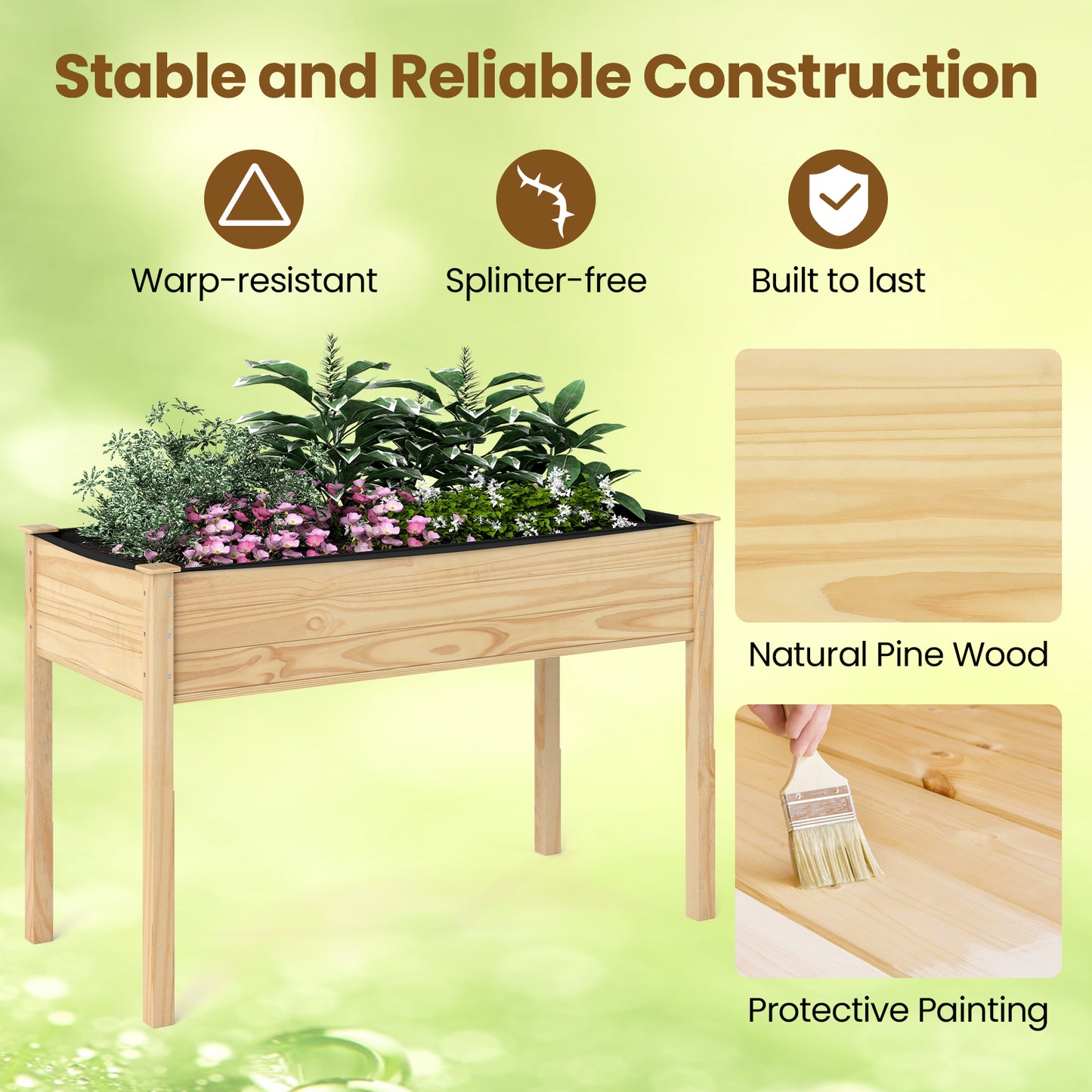 Wooden Raised Vegetable Garden Bed, Elevated Grow Planter, Natural Raised Garden Beds at Gallery Canada