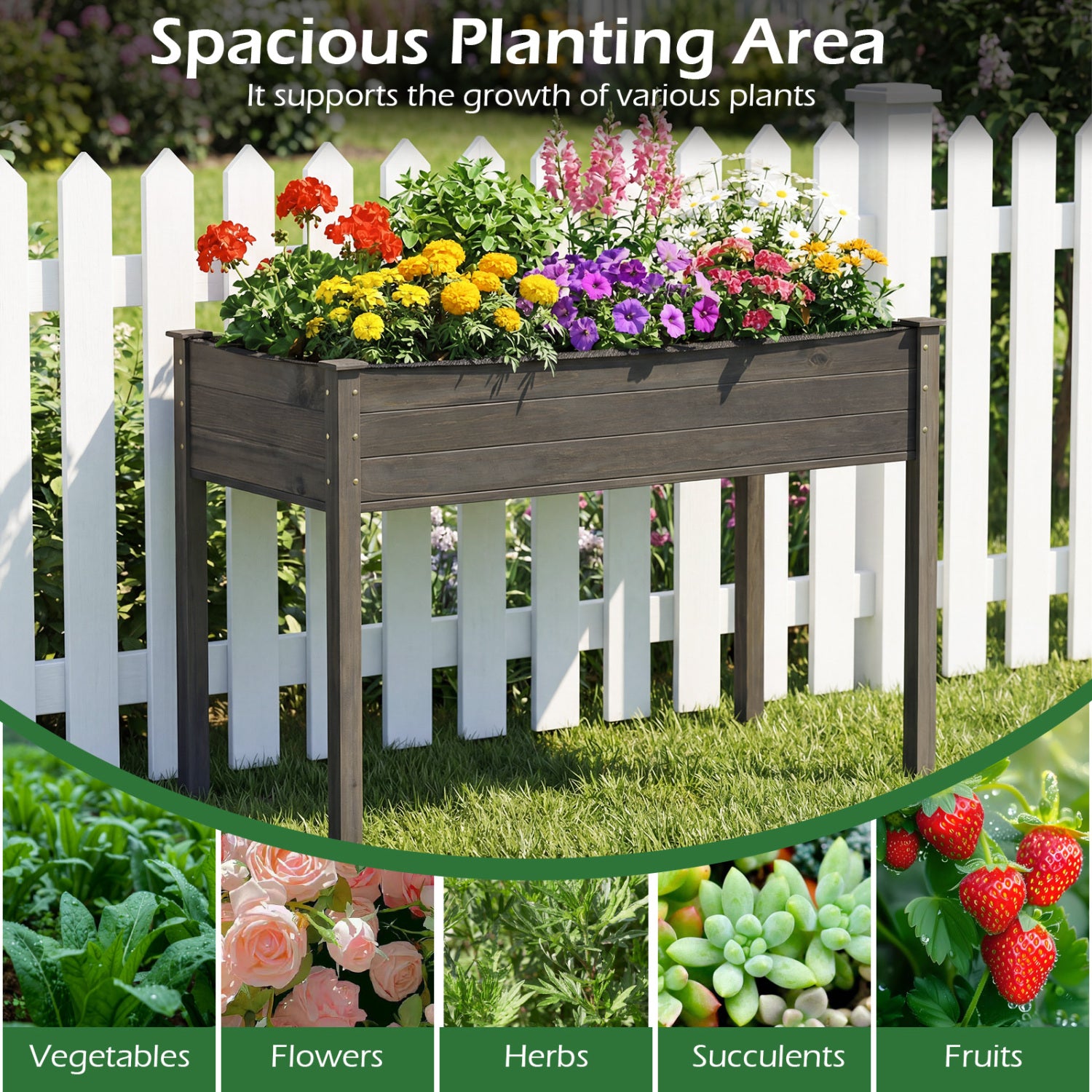 Wooden Raised Vegetable Garden Bed, Gray Raised Garden Beds at Gallery Canada