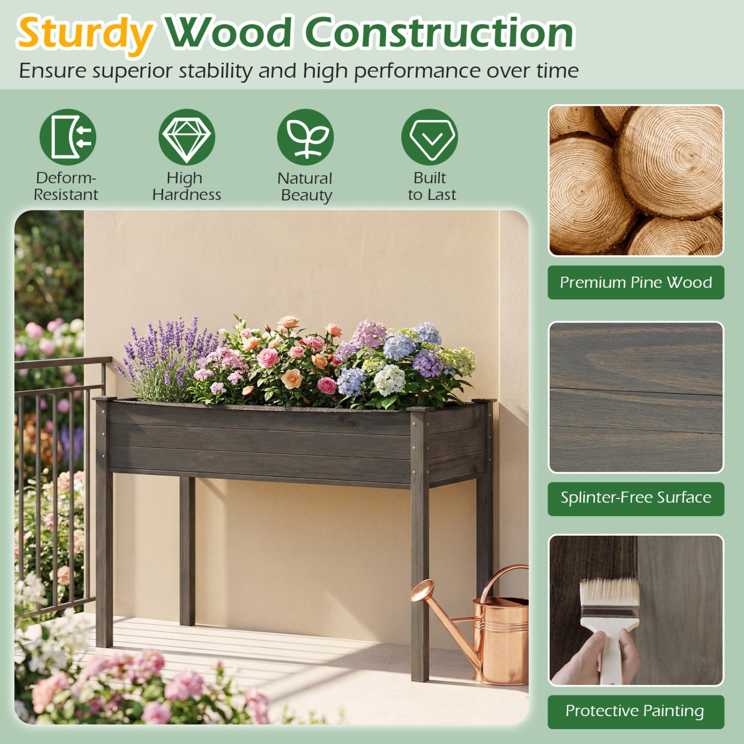 Wooden Raised Vegetable Garden Bed, Gray Raised Garden Beds at Gallery Canada