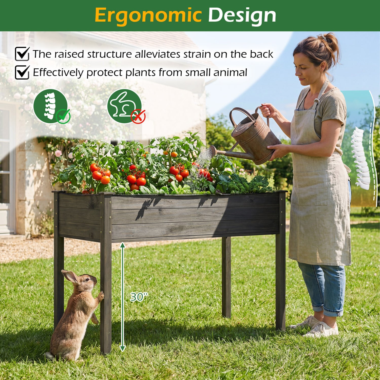 Wooden Raised Vegetable Garden Bed, Gray Raised Garden Beds at Gallery Canada