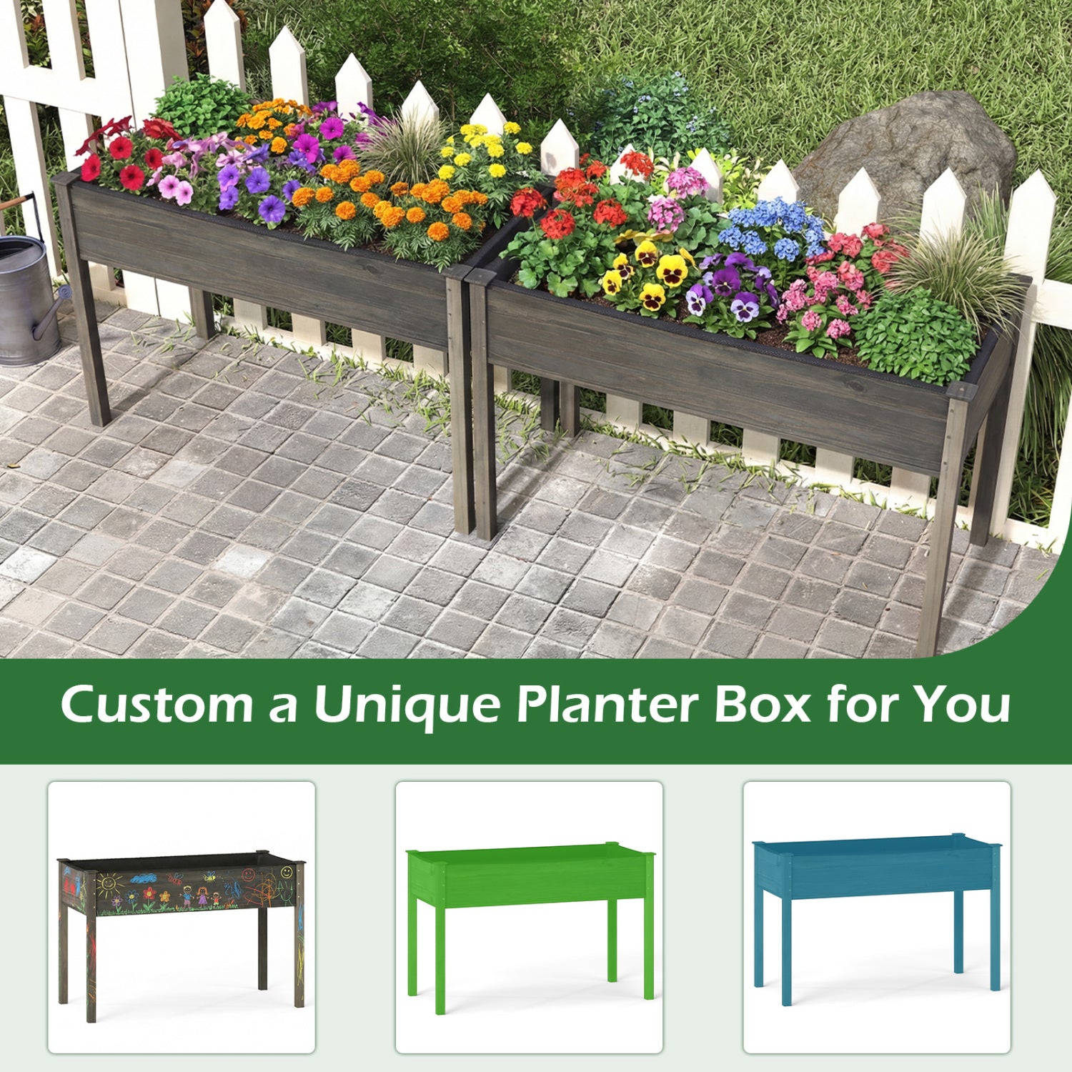 Wooden Raised Vegetable Garden Bed, Gray Raised Garden Beds at Gallery Canada