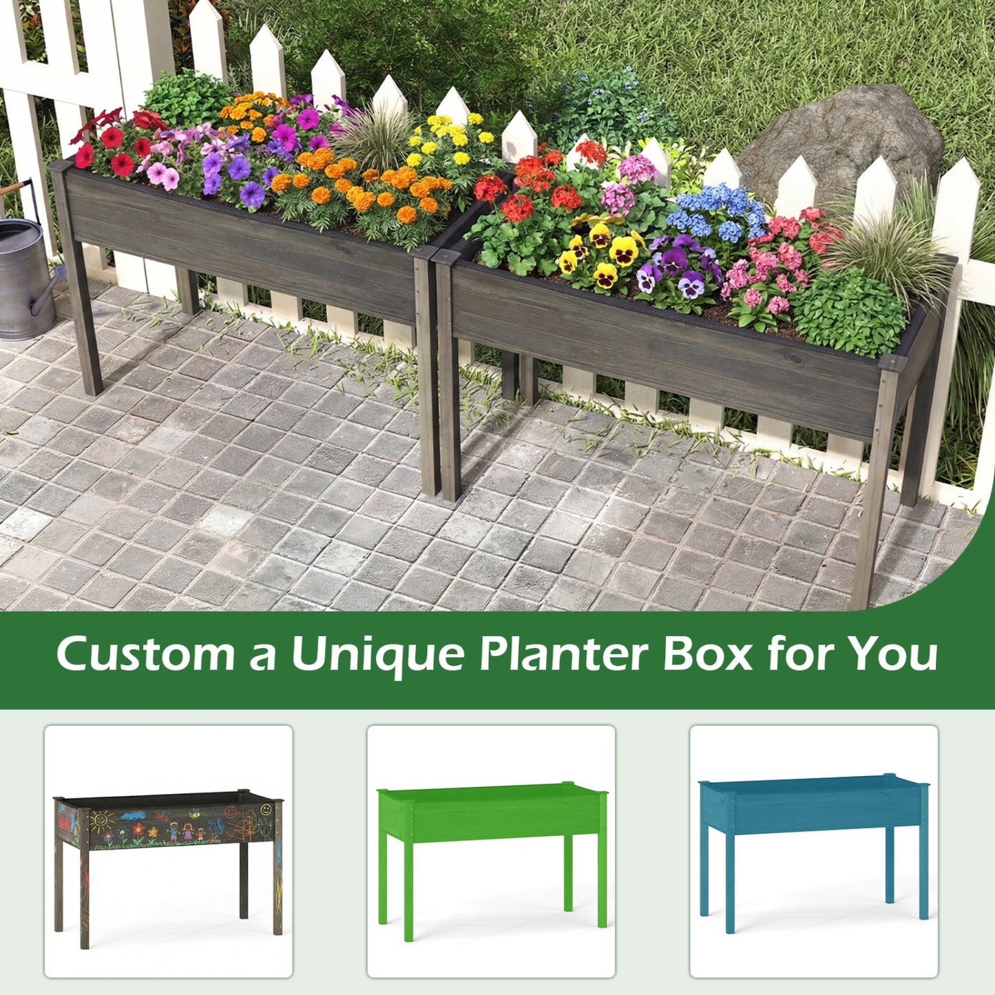 Wooden Raised Vegetable Garden Bed, Gray Raised Garden Beds at Gallery Canada