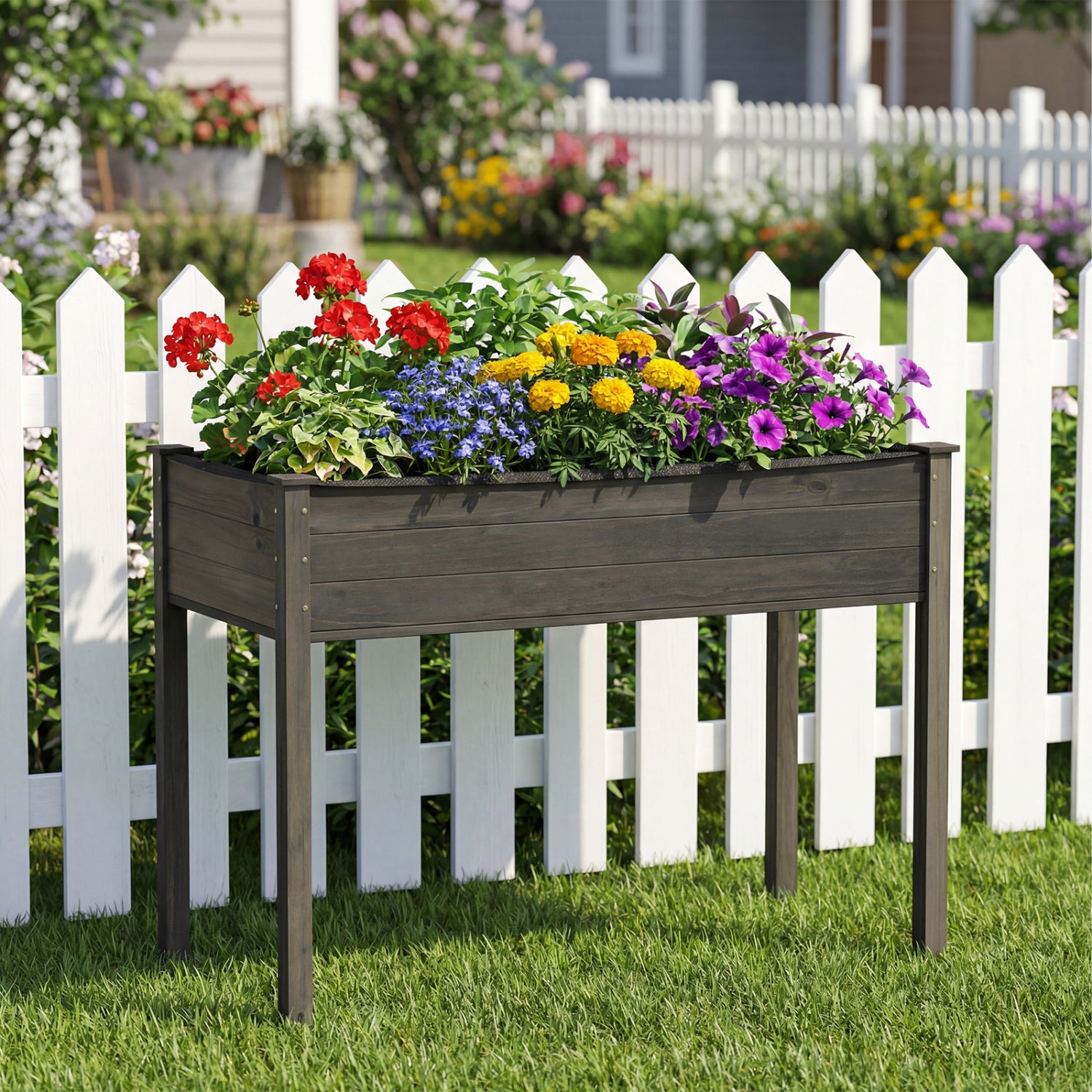 Wooden Raised Vegetable Garden Bed, Gray Raised Garden Beds at Gallery Canada